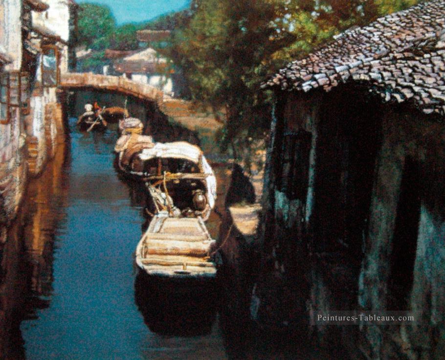 Villes d’eau accostage Chinois Chen Yifei Peintures à l'huile